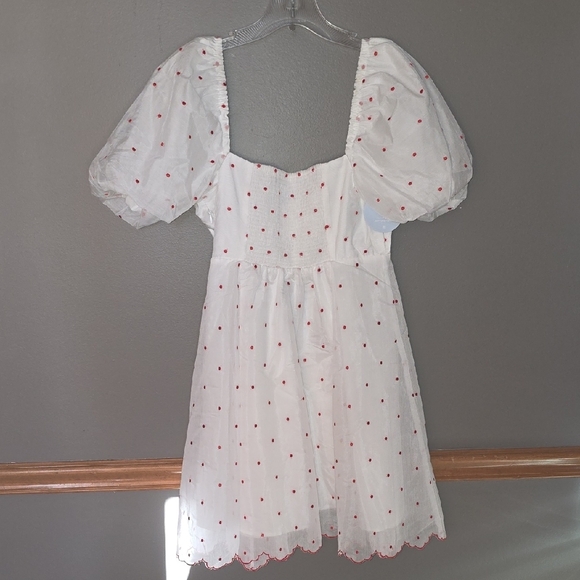 The Hill House Matilda Dress, White Dress with Cherry Red Dots - Picture 6 of 6
